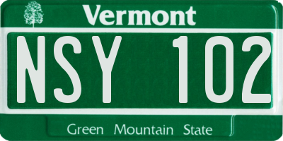 VT license plate NSY102