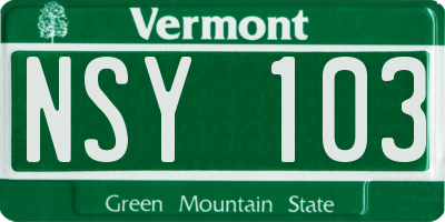 VT license plate NSY103