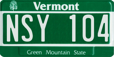 VT license plate NSY104