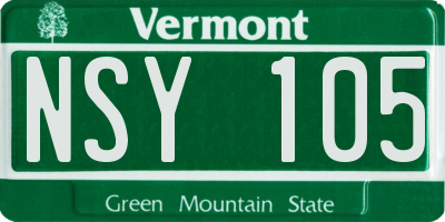 VT license plate NSY105