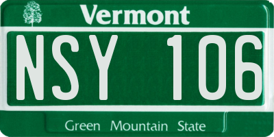 VT license plate NSY106