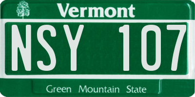 VT license plate NSY107