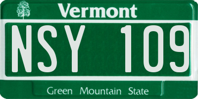 VT license plate NSY109