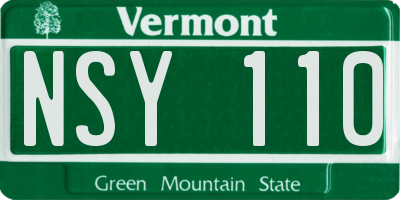 VT license plate NSY110