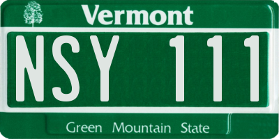 VT license plate NSY111