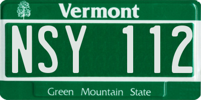 VT license plate NSY112