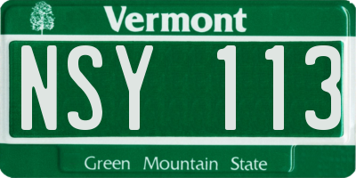 VT license plate NSY113