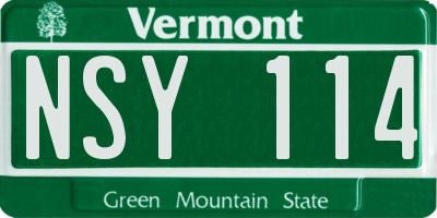 VT license plate NSY114