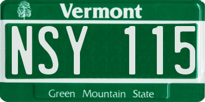 VT license plate NSY115