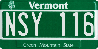 VT license plate NSY116