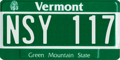 VT license plate NSY117