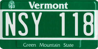 VT license plate NSY118