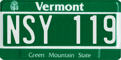 VT license plate NSY119