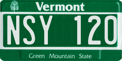 VT license plate NSY120