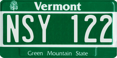 VT license plate NSY122