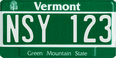 VT license plate NSY123