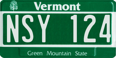 VT license plate NSY124
