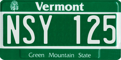 VT license plate NSY125