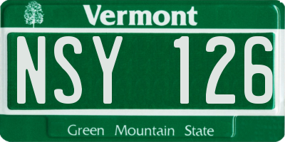 VT license plate NSY126