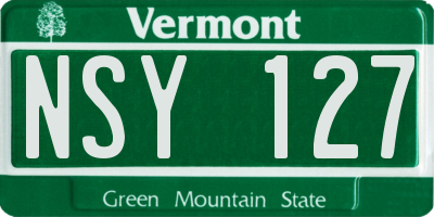 VT license plate NSY127
