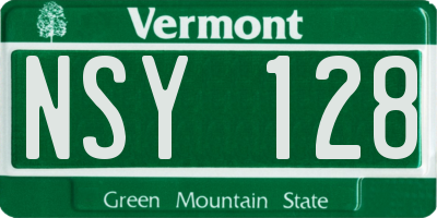 VT license plate NSY128