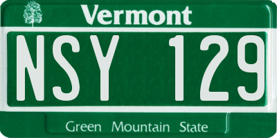 VT license plate NSY129