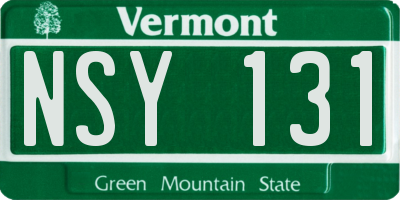 VT license plate NSY131