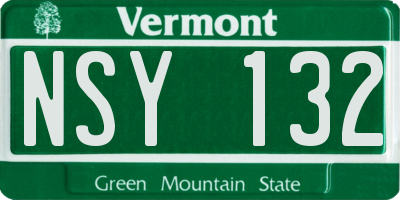 VT license plate NSY132