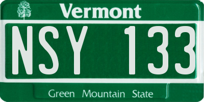 VT license plate NSY133