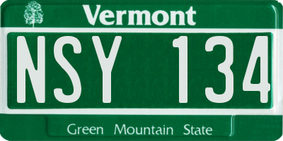 VT license plate NSY134