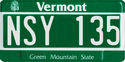 VT license plate NSY135