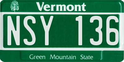 VT license plate NSY136