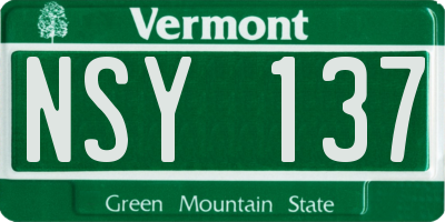 VT license plate NSY137