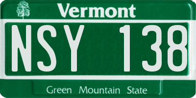 VT license plate NSY138