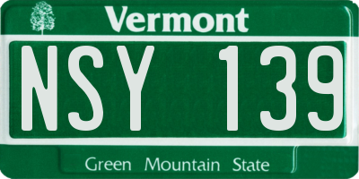 VT license plate NSY139