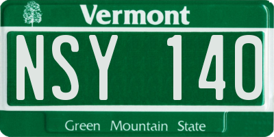 VT license plate NSY140