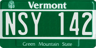 VT license plate NSY142