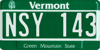 VT license plate NSY143