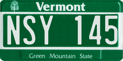 VT license plate NSY145
