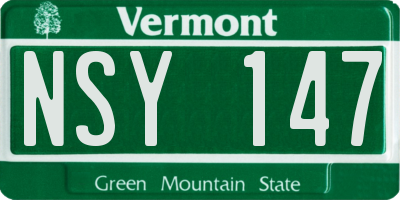 VT license plate NSY147