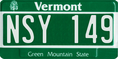 VT license plate NSY149