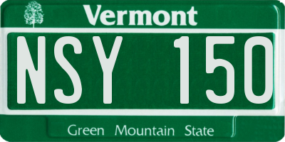 VT license plate NSY150
