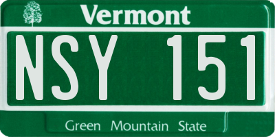 VT license plate NSY151