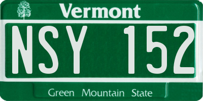 VT license plate NSY152