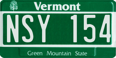 VT license plate NSY154