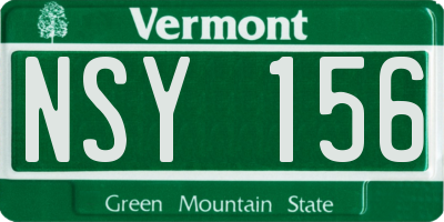 VT license plate NSY156