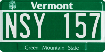 VT license plate NSY157