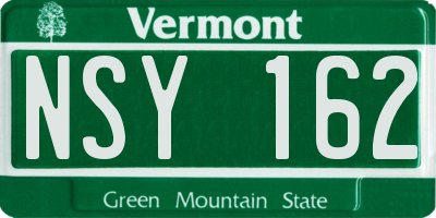VT license plate NSY162