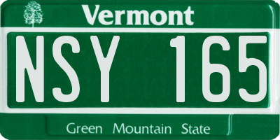 VT license plate NSY165
