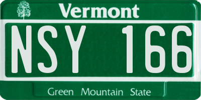 VT license plate NSY166
